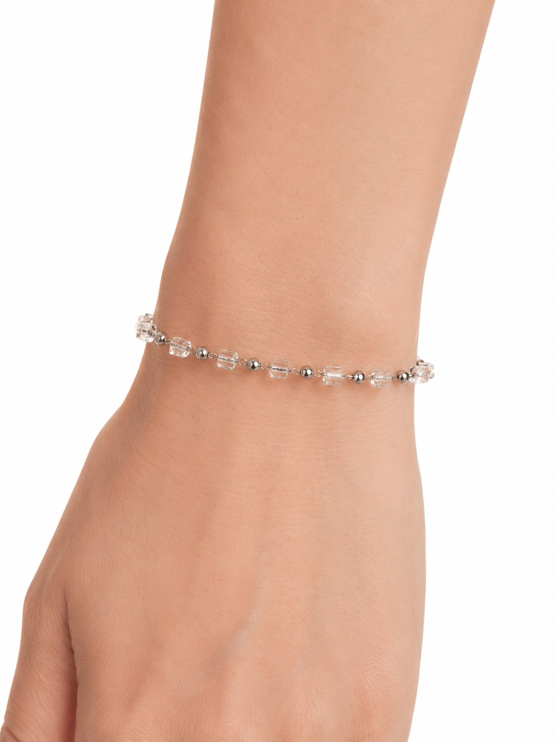 Eternos Acessórios - Pulseira Feminina Aço Inox 316L Corrente Bolinha e Cristais Pulseira Feminina Aço Inox 316L Corrente Bolinha e Cristais - Imagem 2