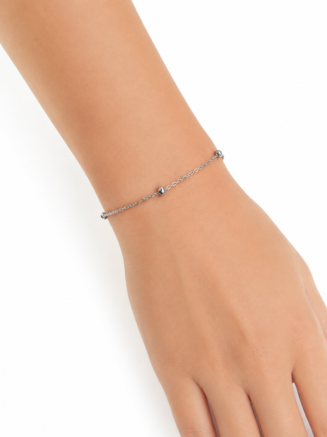 Eternos Acessórios - Pulseira Feminina Aço Inox 316L Corrente de Bolinha Pulseira Feminina Aço Inox 316L Corrente de Bolinha - Imagem 2