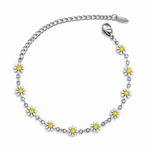 Pulseira Feminina Aço Inox 316L Corrente Margarida