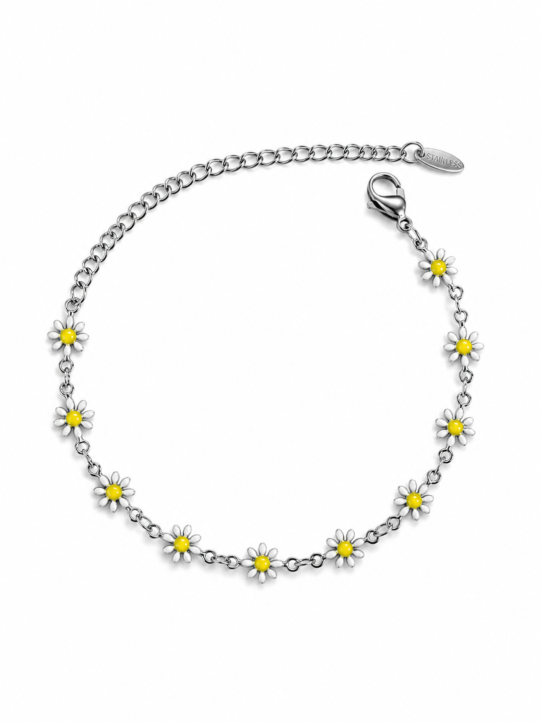 Eternos Acessórios - Pulseira Feminina Aço Inox 316L Corrente Margarida Pulseira Feminina Aço Inox 316L Corrente Margarida