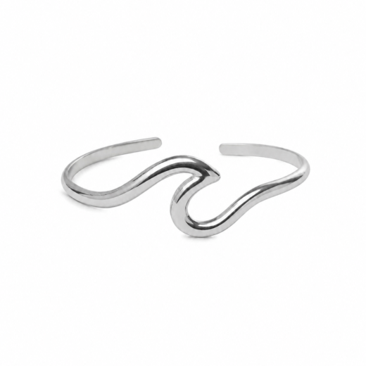 Bracelete Feminino Aço Inox 316L Onda Ajustável