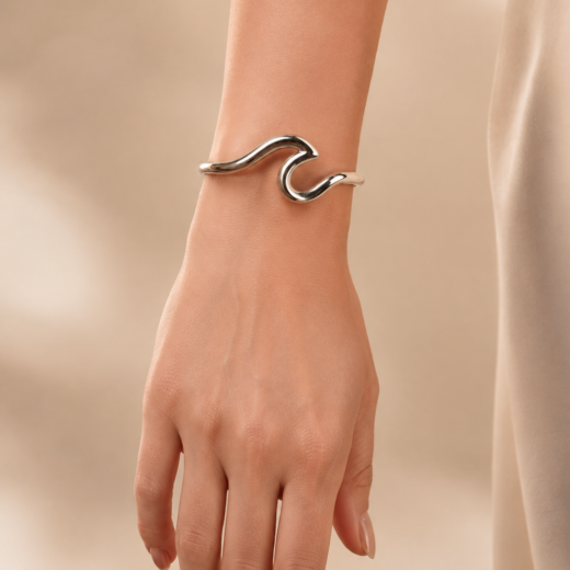 Bracelete Feminino Aço Inox 316L Onda Ajustável