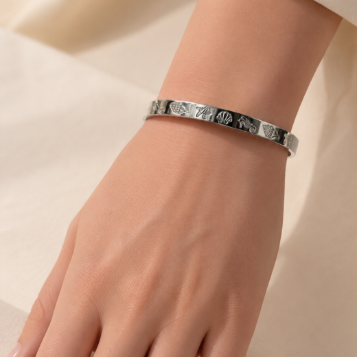 Bracelete Feminino Aço Inox 316L Mix Do Mar Fina