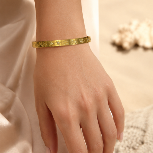 Bracelete Feminino Liso Fino Mix do Mar Dourado em Aço Inox 316L
