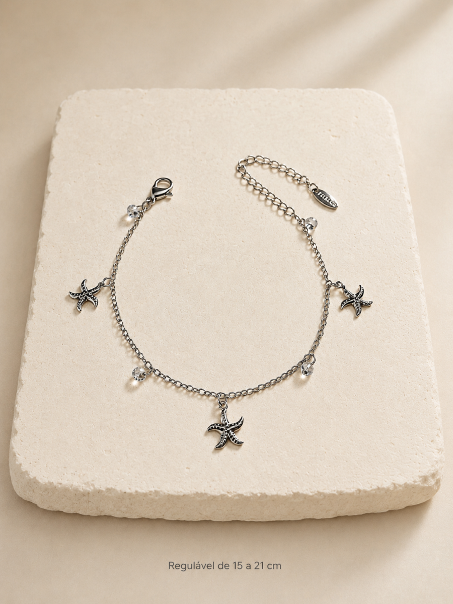 Eternos Acessórios - Pulseira Feminina Aço Inox 316L Estrela Marinha e Zircônea Eternos Acessórios - Pulseira Feminina Aço Inox 316L Estrela Marinha e Zircônea