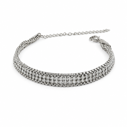 Pulseira Feminina Aço Inox 316L Riviera Dupla Cristal