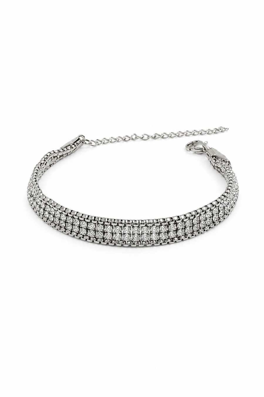 Eternos Acessórios - Pulseira Feminina Aço Inox 316L Riviera Dupla Cristal