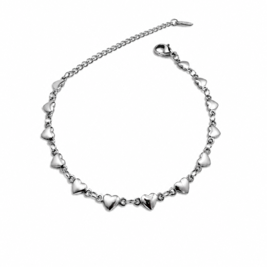 Pulseira Feminina Aço Inox 316L Corações Pequeno Liso