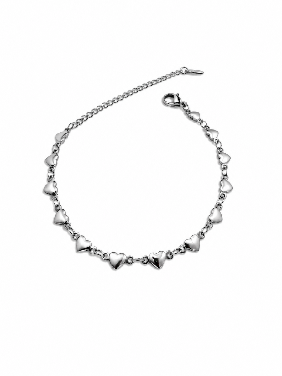 Eternos Acessórios - Pulseira Feminina Aço Inox 316L Corações Pequeno Liso