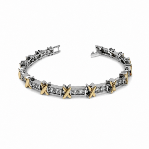Pulseira Feminina Riviera Aço Inox 316L Detalhes X Dourados