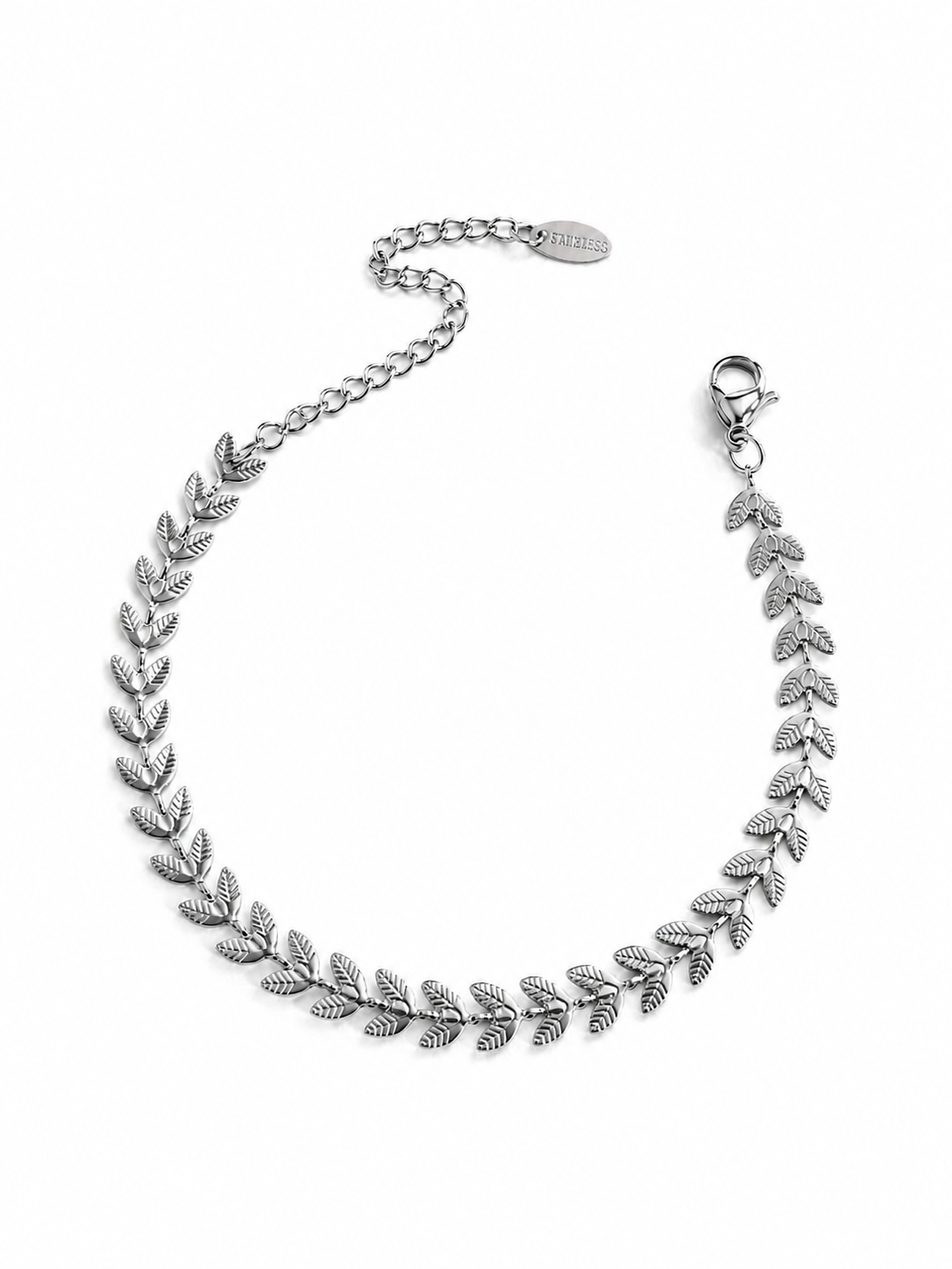 Eternos Acessórios - Pulseira Feminina Aço Inox 316L Corrente Raminho Pulseira Feminina Aço Inox 316L Corrente Raminho