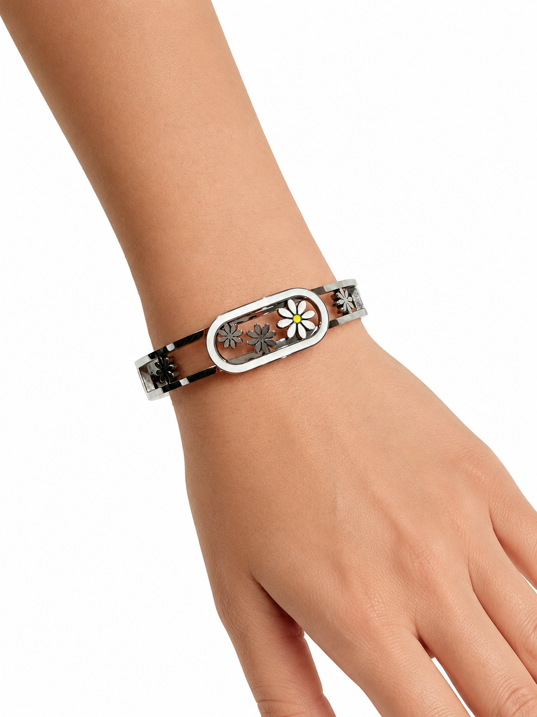 Eternos Acessórios - Bracelete Feminino Aço Inox 316L Margarida Bracelete Feminino Aço Inox 316L Margarida - Imagem 2