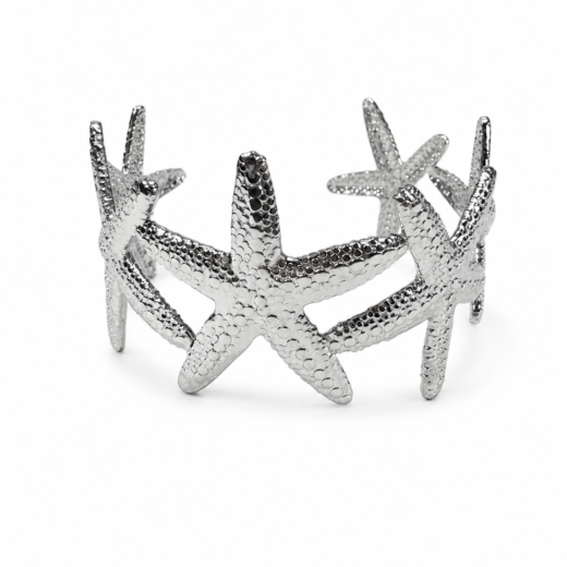 Bracelete Feminino Aço Inox 316L Estrelas Do Mar Grande Luxo
