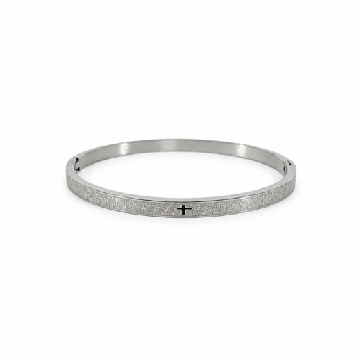 Bracelete Unisex Aço Inox 316L Pai Nosso Fina Pequena