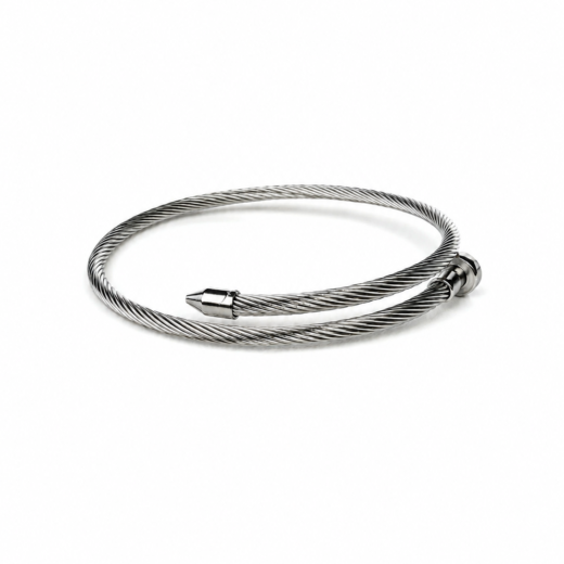 Bracelete Feminino Aço Inox 316L Cabo De Aço Prego