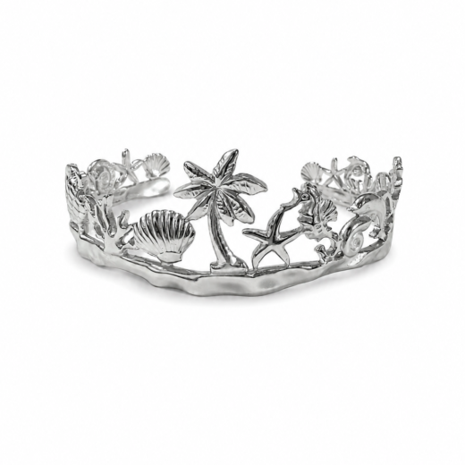 Bracelete Feminino Aço Inox 316L Fundo Do Mar Regulável