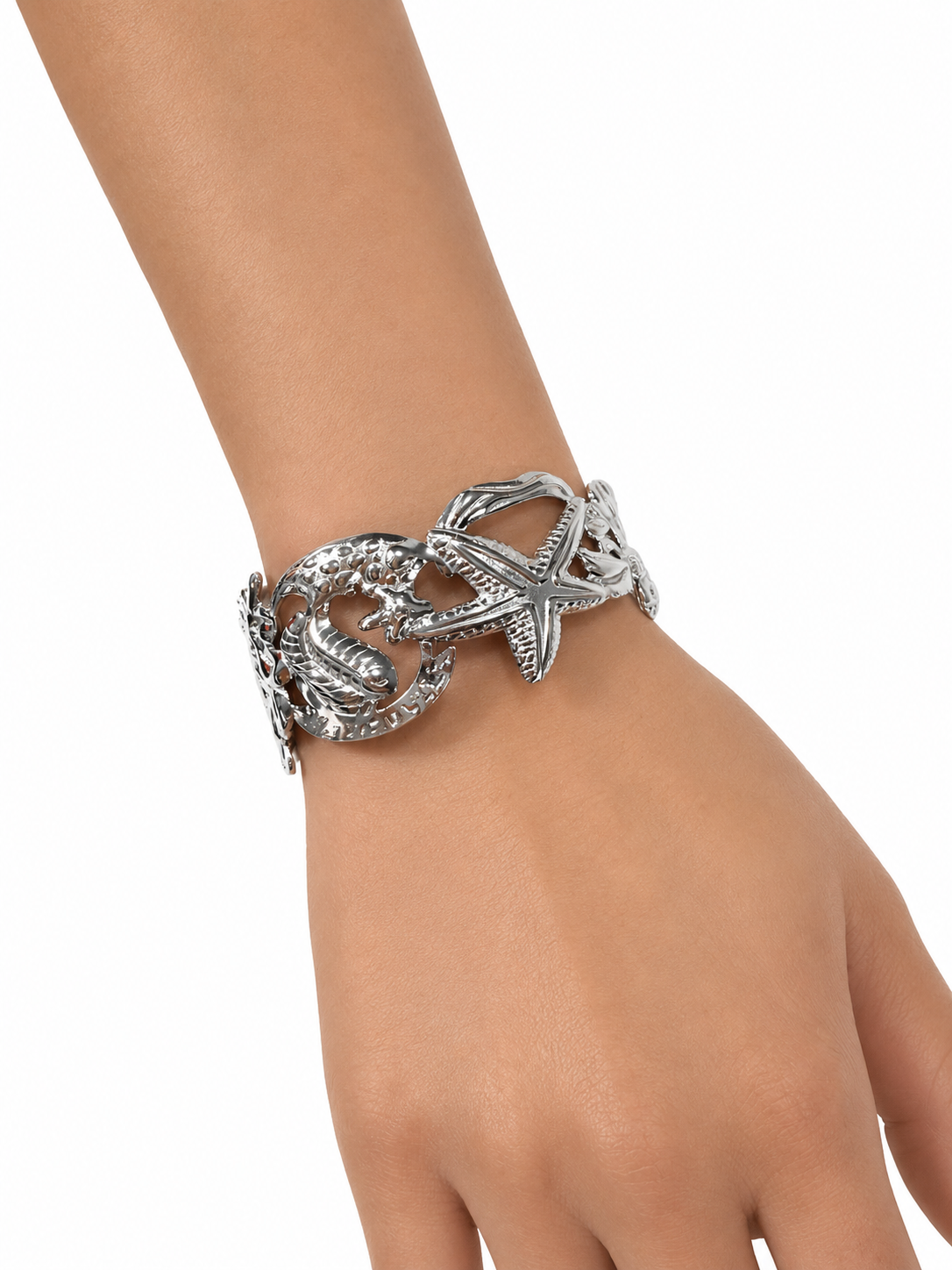 Eternos Acessórios - Bracelete Feminino Aço Inox 316L Mix Do Mar Grande Regulável Bracelete Feminino Aço Inox 316L Mix Do Mar Grande Regulável - Imagem 2