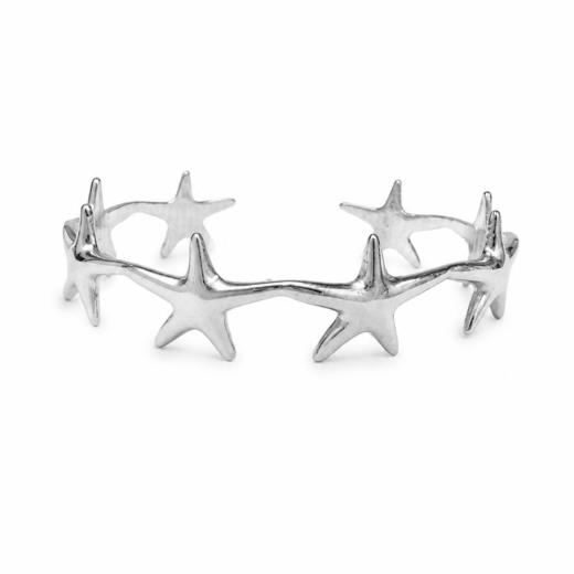 Bracelete Feminino Aço Inox Estrelas Marinhas Pequenas Regulável