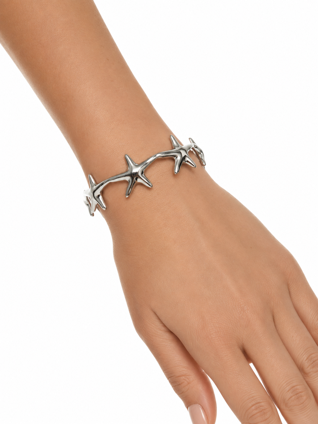 Eternos Acessórios - Bracelete Feminino Aço Inox Estrelas Marinhas Pequenas Regulável Bracelete Feminino Aço Inox Estrelas Marinhas Pequenas Regulável - Imagem 2