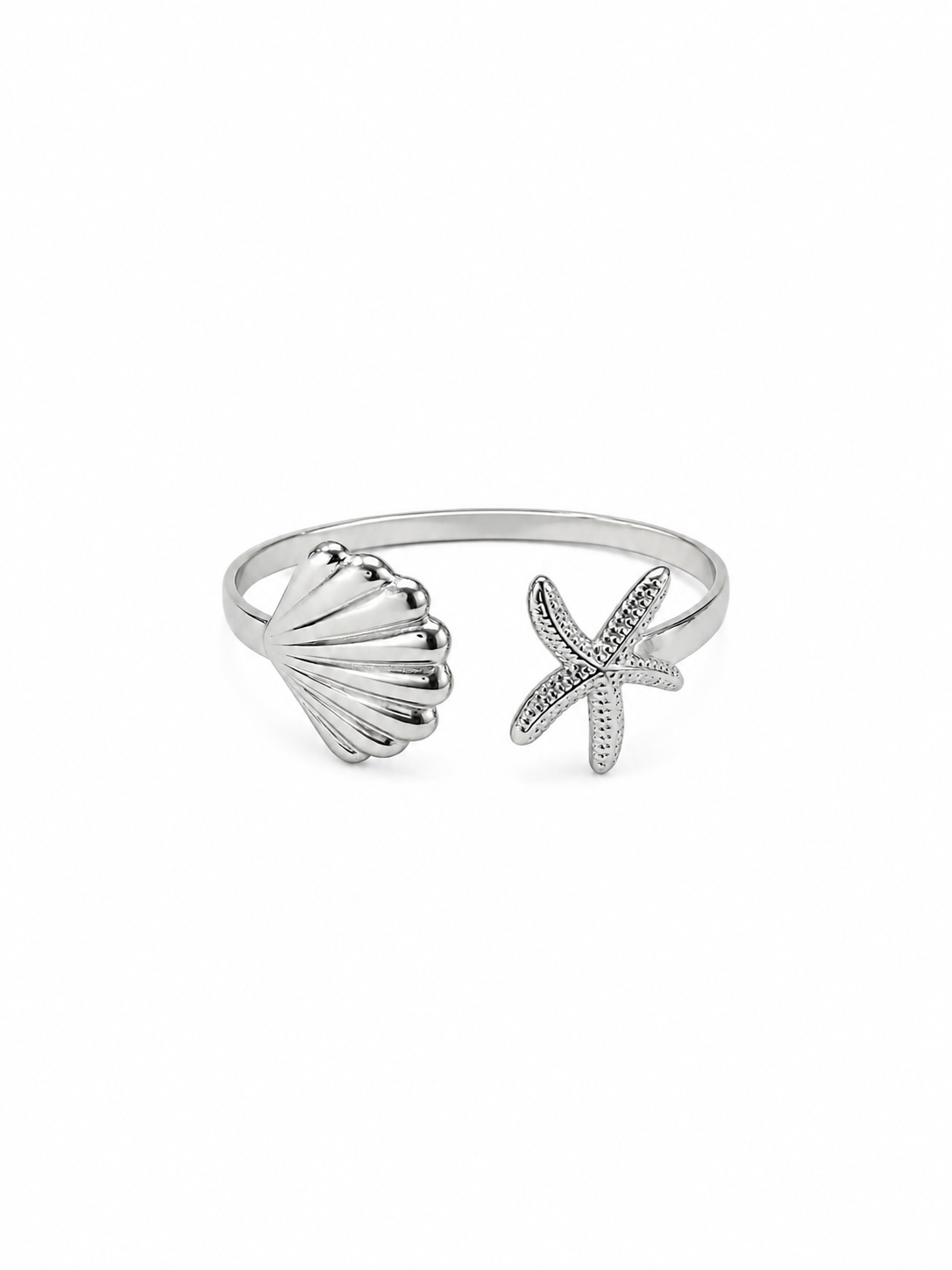 Eternos Acessórios - Bracelete Feminino Aço Inox 316L Estrela do Mar e Concha Shell Regulável Bracelete Feminino Aço Inox 316L Estrela do Mar e Concha Shell Regulável