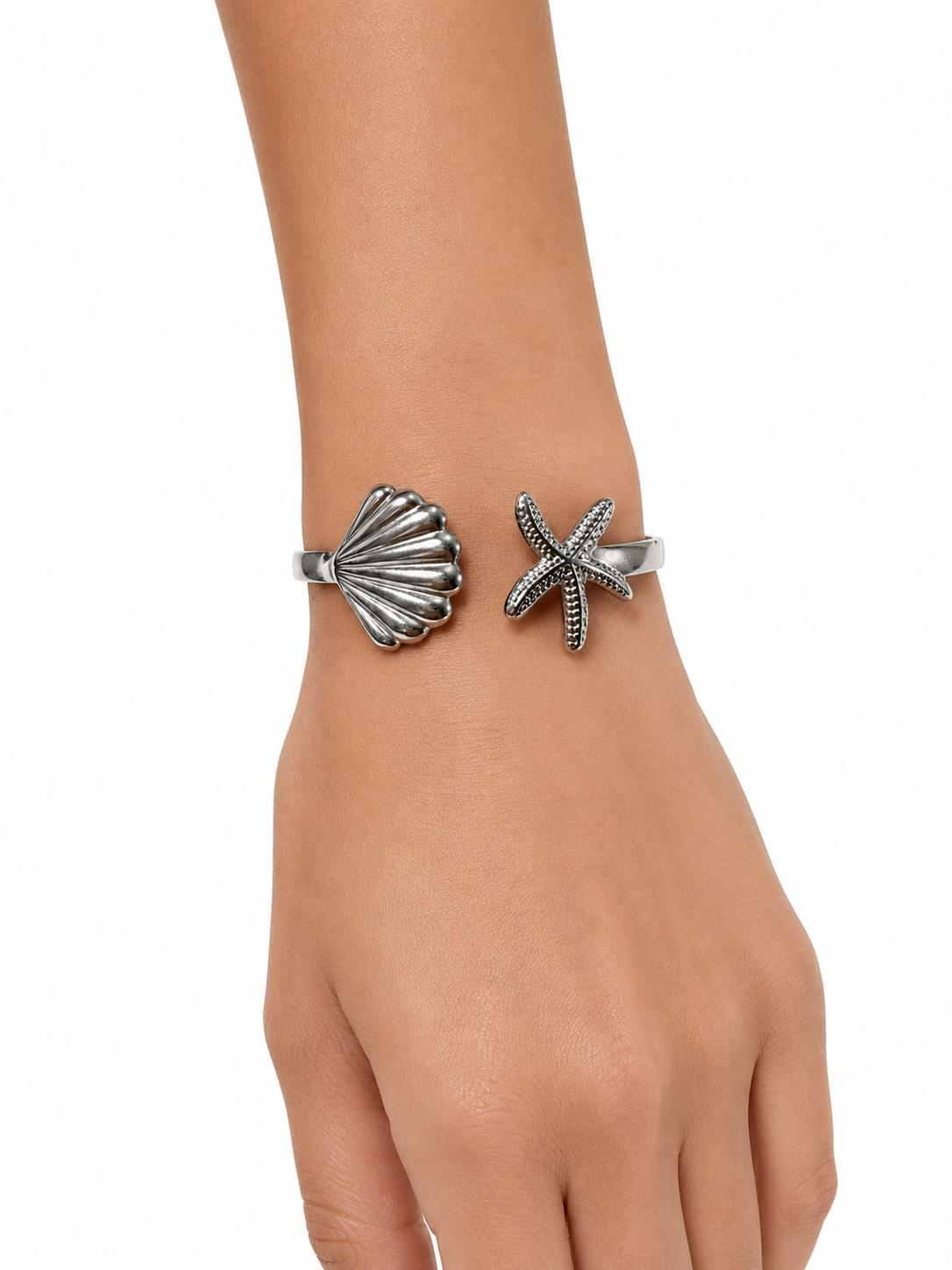 Eternos Acessórios - Bracelete Feminino Aço Inox 316L Estrela do Mar e Concha Shell Regulável Bracelete Feminino Aço Inox 316L Estrela do Mar e Concha Shell Regulável - Imagem 2