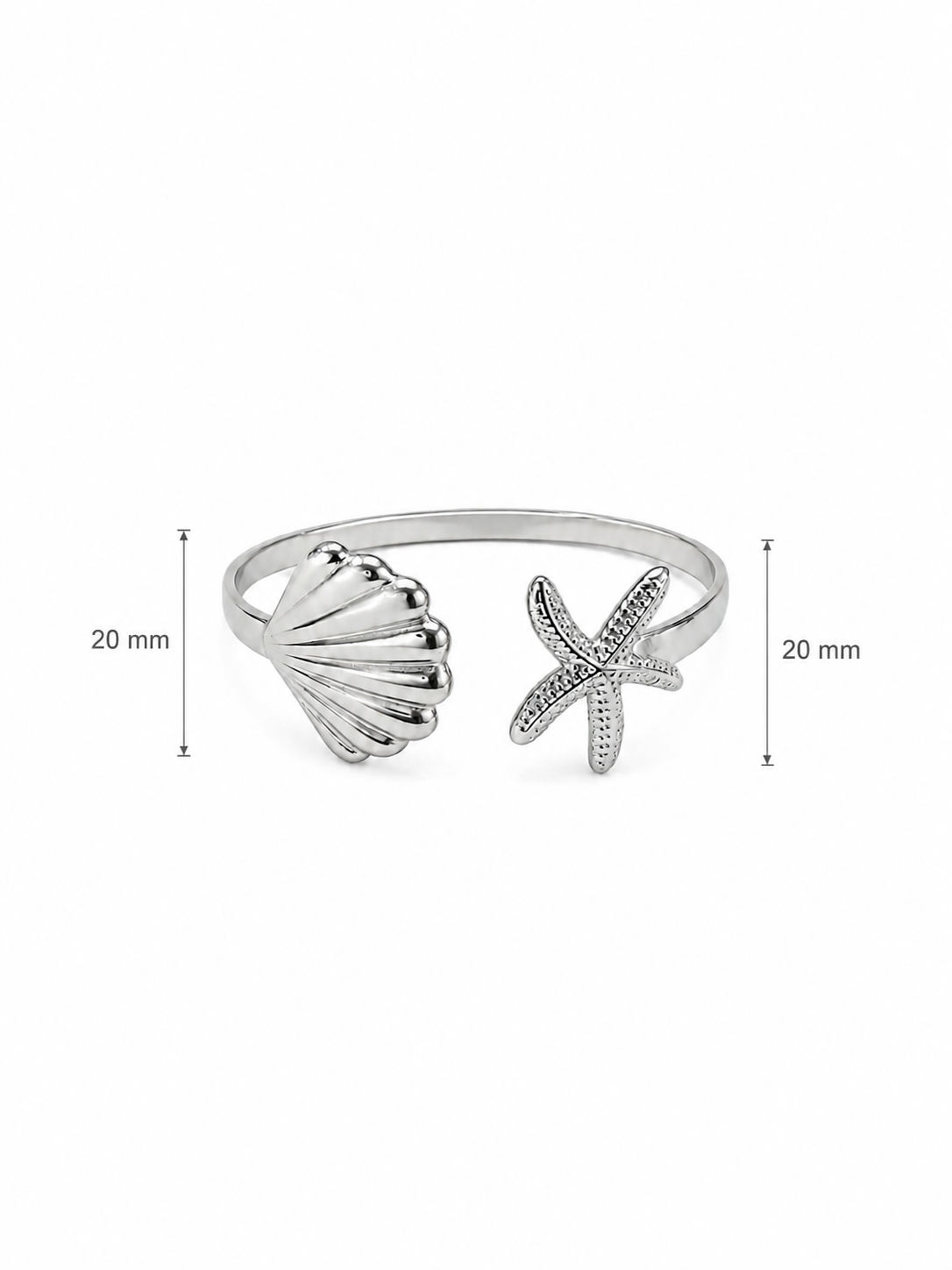 Eternos Acessórios - Bracelete Feminino Aço Inox 316L Estrela do Mar e Concha Shell Regulável Bracelete Feminino Aço Inox 316L Estrela do Mar e Concha Shell Regulável - Imagem 3