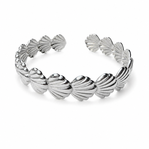 Bracelete Feminino Aço Inox 316L Ajustável Conchas Shell Regulável