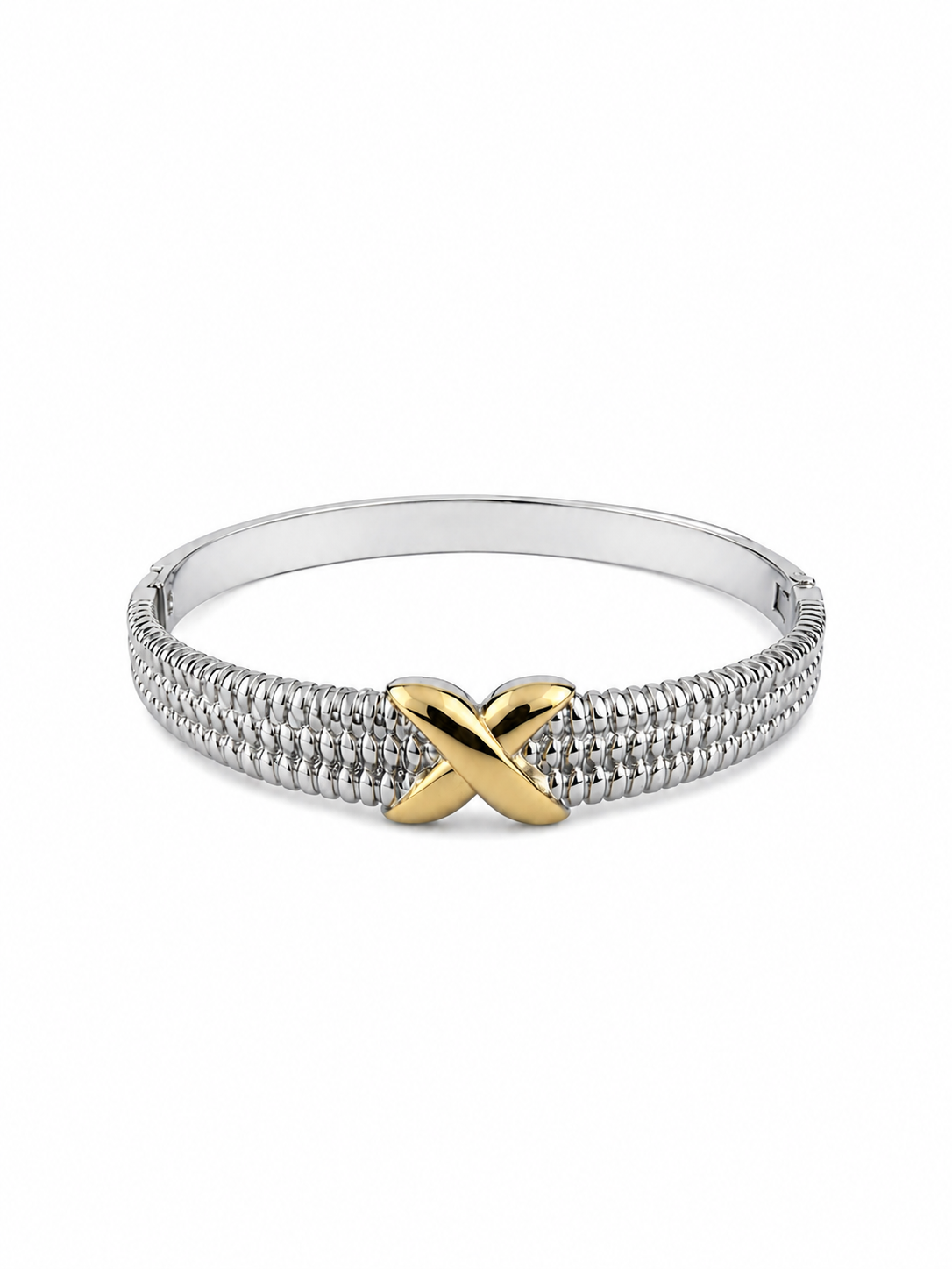 Eternos Acessórios - Bracelete Feminino X Prata e Dourado Dourado Bracelete Feminino X Prata e Dourado Dourado