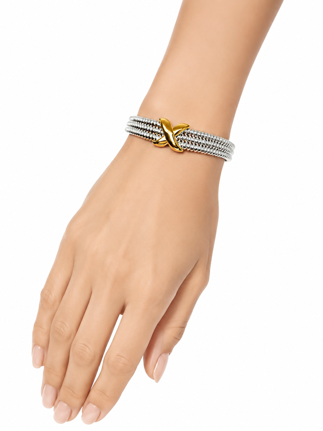 Eternos Acessórios - Bracelete Feminino X Prata e Dourado Dourado Bracelete Feminino X Prata e Dourado Dourado - Imagem 2
