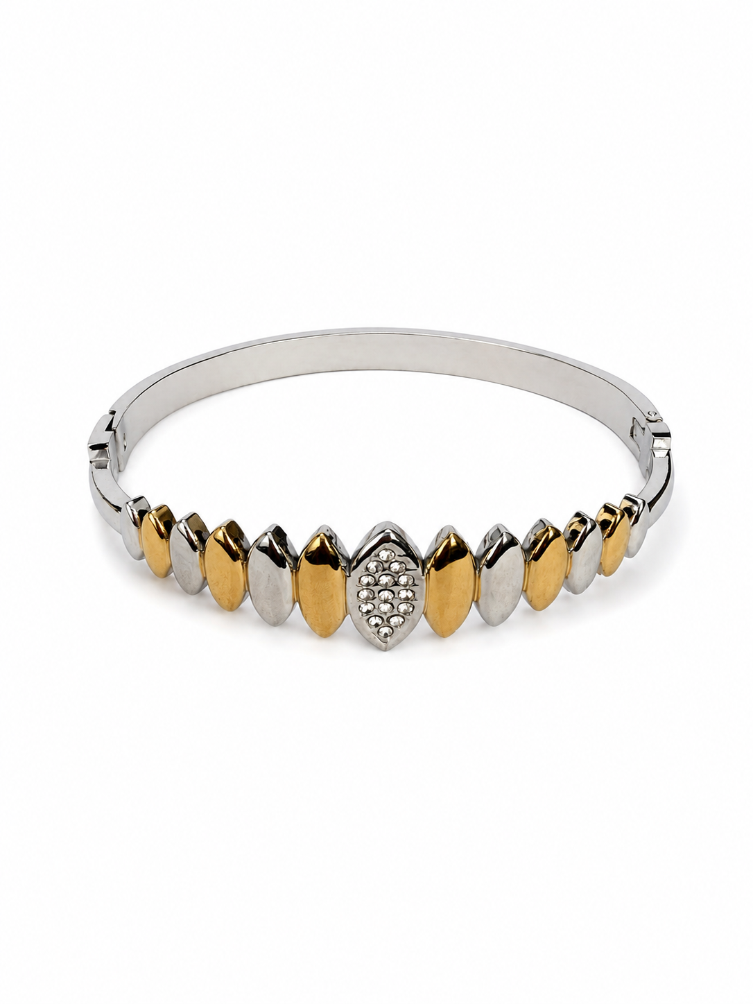 Eternos Acessórios - Bracelete Feminino Navete Vertical Prata e Dourado Bracelete Feminino Navete Vertical Prata e Dourado