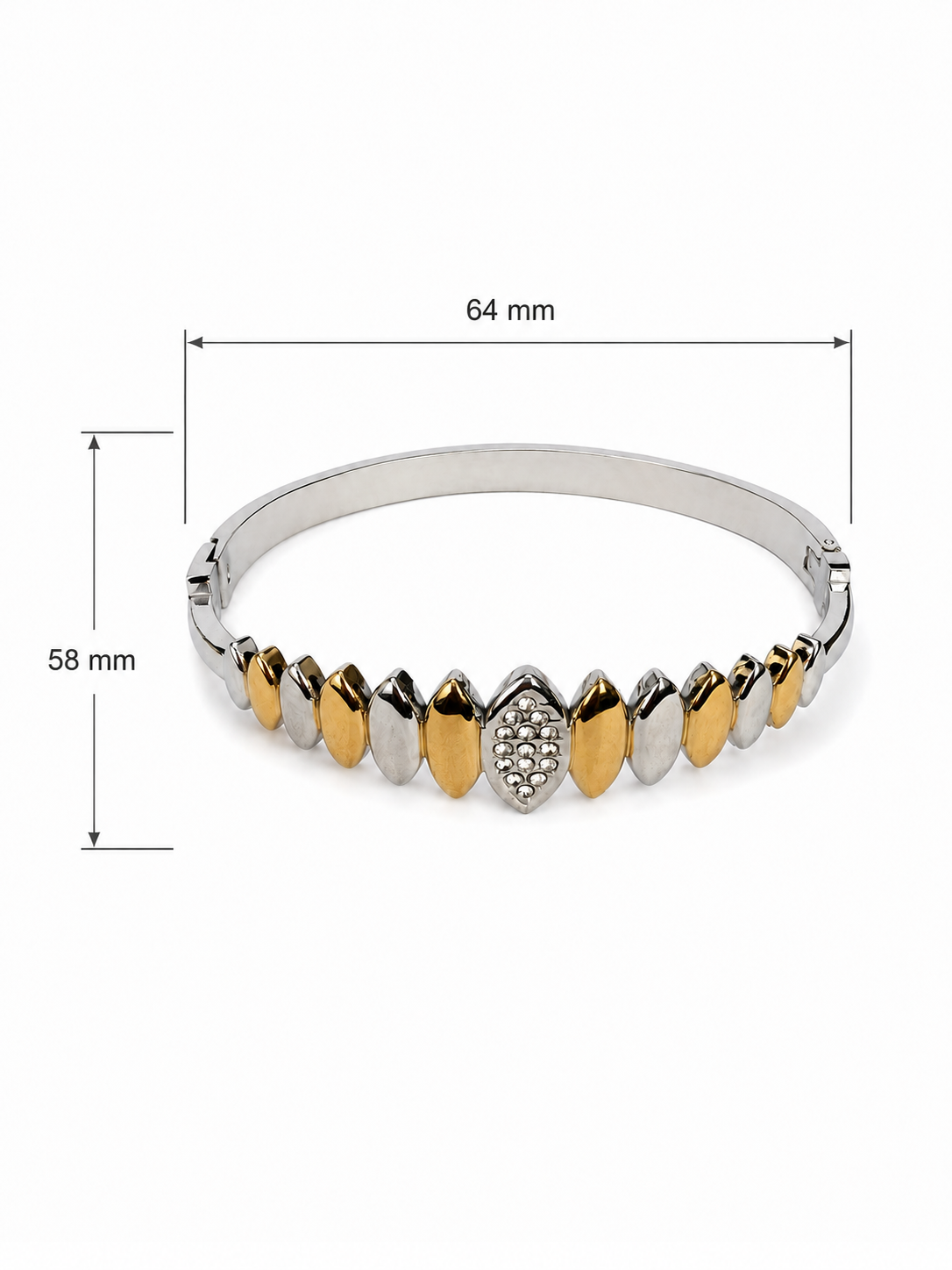 Eternos Acessórios - Bracelete Feminino Navete Vertical Prata e Dourado Bracelete Feminino Navete Vertical Prata e Dourado - Imagem 3