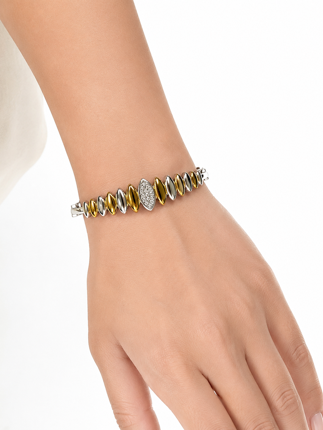 Eternos Acessórios - Bracelete Feminino Navete Vertical Prata e Dourado Bracelete Feminino Navete Vertical Prata e Dourado - Imagem 2