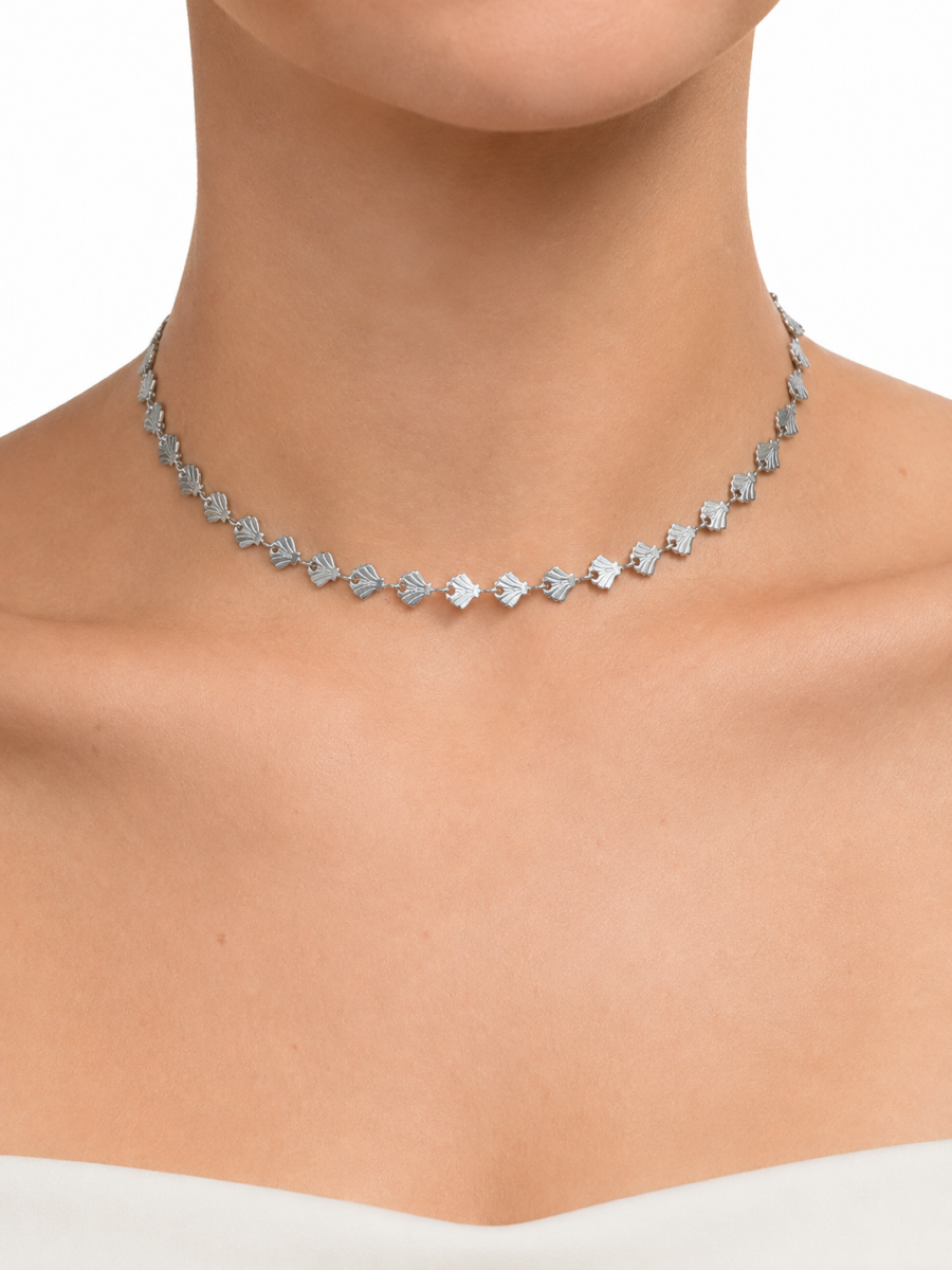 Eternos Acessórios - Gargantilha Feminina Aço Inox Conchas Pequenas 33 a 45 cm