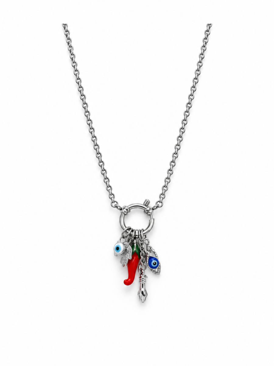Eternos Acessórios - Colar Feminino Aço Inoxidável 316L Sorte Proteção Olho Grego Eternos Acessórios - Colar Feminino Aço Inoxidável 316L Sorte Proteção Olho Grego