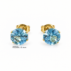 Eternos Acessórios - Brinco Feminino Aço Inox Dourado Ponto De luz Zircônea 6mm
