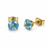 Eternos Acessórios - Brinco Feminino Aço Inox Dourado Ponto De luz Zircônea 6mm