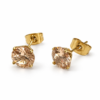 Eternos Acessórios - Brinco Feminino Aço Inox Dourado Ponto De luz Zircônea 6mm
