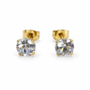 Eternos Acessórios - Brinco Feminino Aço Inox Dourado Ponto De luz Zircônea 6mm