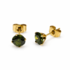 Eternos Acessórios - Brinco Feminino Aço Inox Dourado Ponto De luz Zircônea 6mm