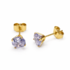 Eternos Acessórios - Brinco Feminino Aço Inox Dourado Ponto De luz Zircônea 6mm