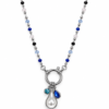Eternos Acessórios - Colar Feminino Aço Inox 316L Cristais Azul Sáfira Pérola 45cm