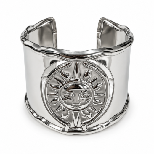 Bracelete Feminino Aço Inoxidável 316L Luxo Sol Regulável