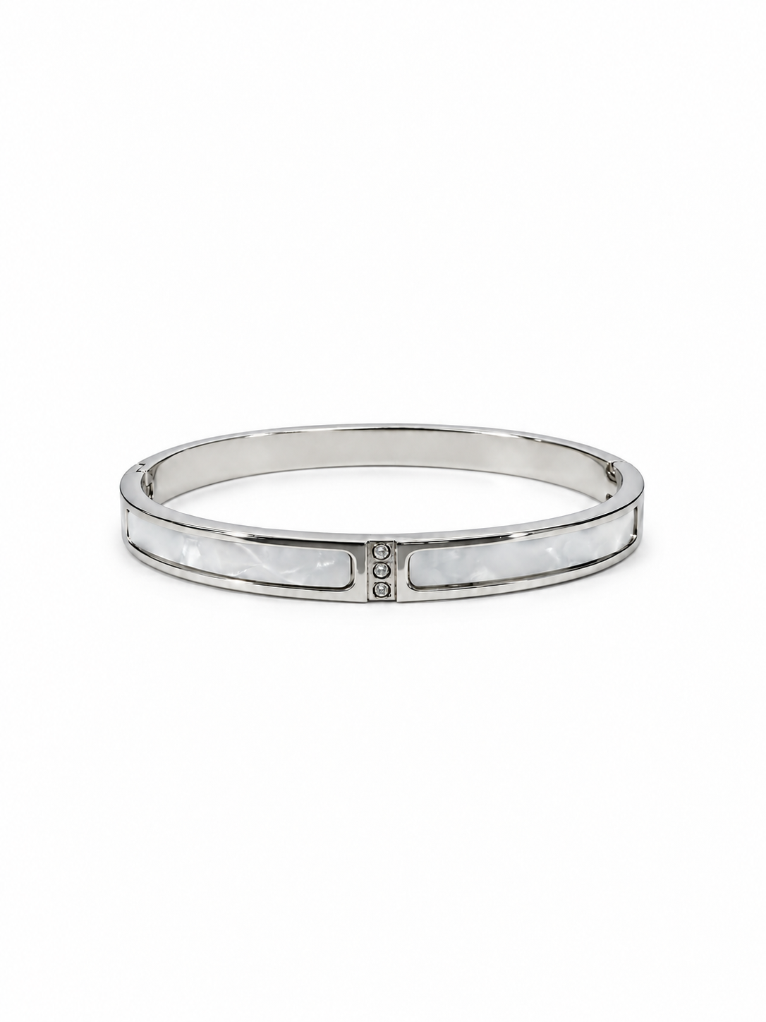 Eternos Acessórios - Bracelete Feminino Aço Inox 316L Madri Pérola e Cristal