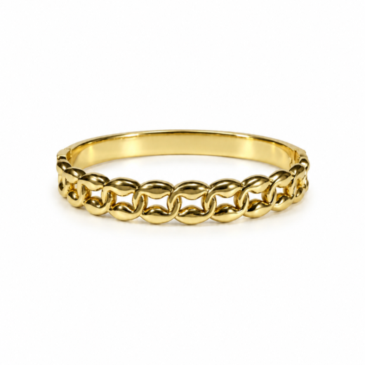 Bracelete Feminino Aço Inox Dourado 316L Corrente