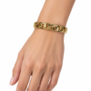 Eternos Acessórios - Bracelete Feminino Aço Inox 316L Dourado Corrente Frisado