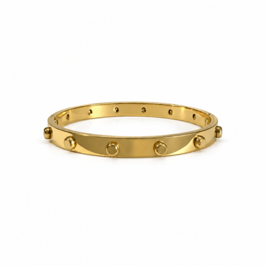 Bracelete Feminino Aço Inoxidável 316L Dourado Spike Liso