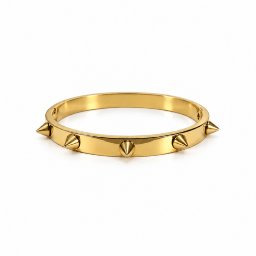 Bracelete Feminino Aço Inoxidável 316L Dourado Spike