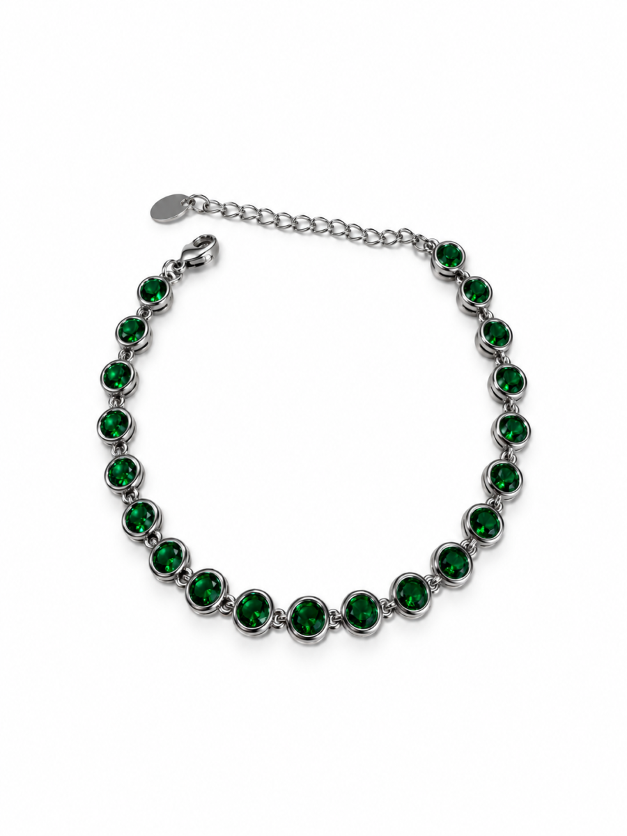 Eternos Acessórios - Pulseira Feminina Aço Inox 316L Zircônea Verde Esmeralda Regulável Eternos Acessórios - Pulseira Feminina Aço Inox 316L Zircônea Verde Esmeralda Regulável