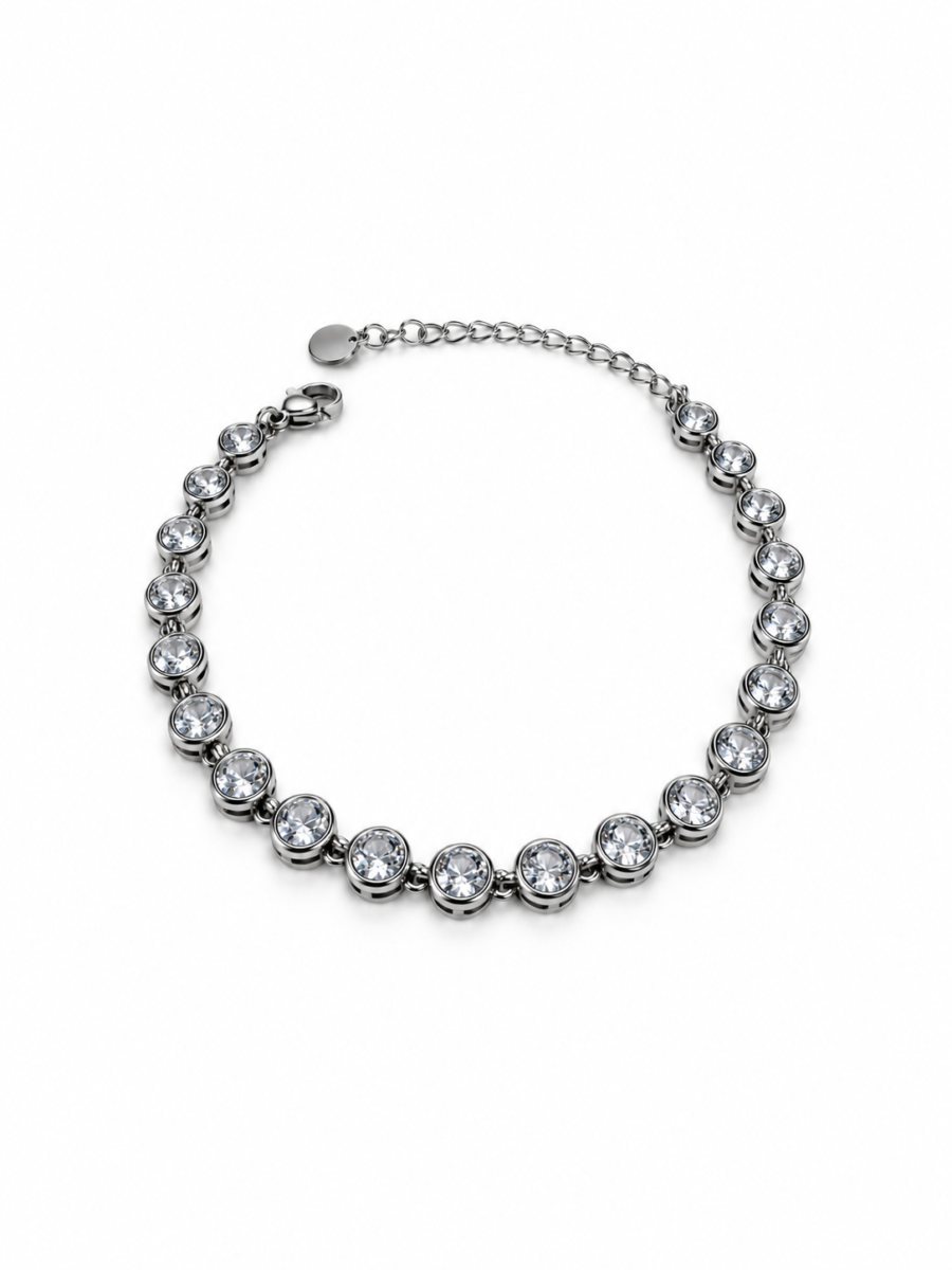 Eternos Acessórios - Pulseira Feminina Aço Inox 316L Zircônea Cristal Regulável Eternos Acessórios - Pulseira Feminina Aço Inox 316L Zircônea Cristal Regulável