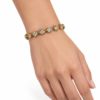 Eternos Acessórios - Pulseira Feminina Aço Inox 316L Dourado Zircônia Cristal Regulável